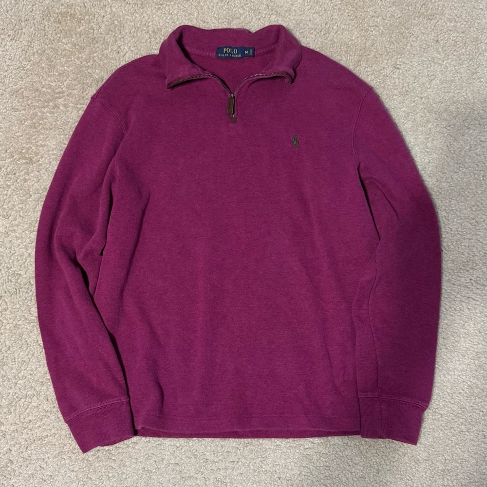 Polo by Ralph Lauren Men's quarter zip Sweater in Rich Purple